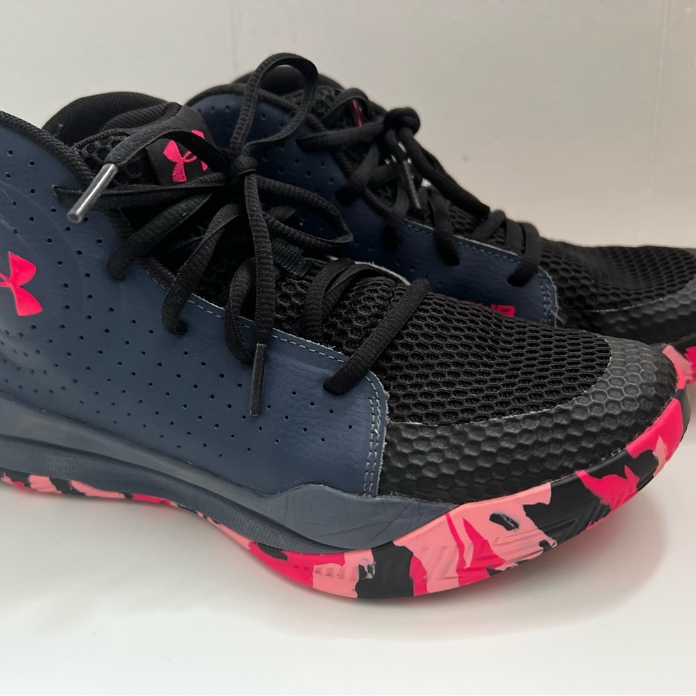 Under Armour Black and Pink Athletic Shoes with Mesh Upper